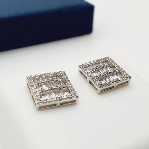 "925 Sterling Silver Plated CZ Earrings, EVBRS559 - Picture 9 of 11